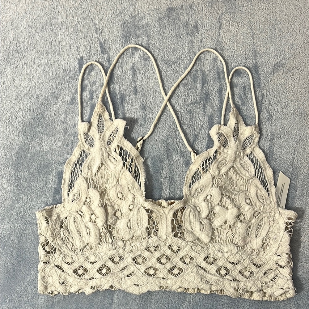 Free People Adella Cream Lace Strappy Bralette